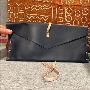 Artisan Made Navy Leather Clutch